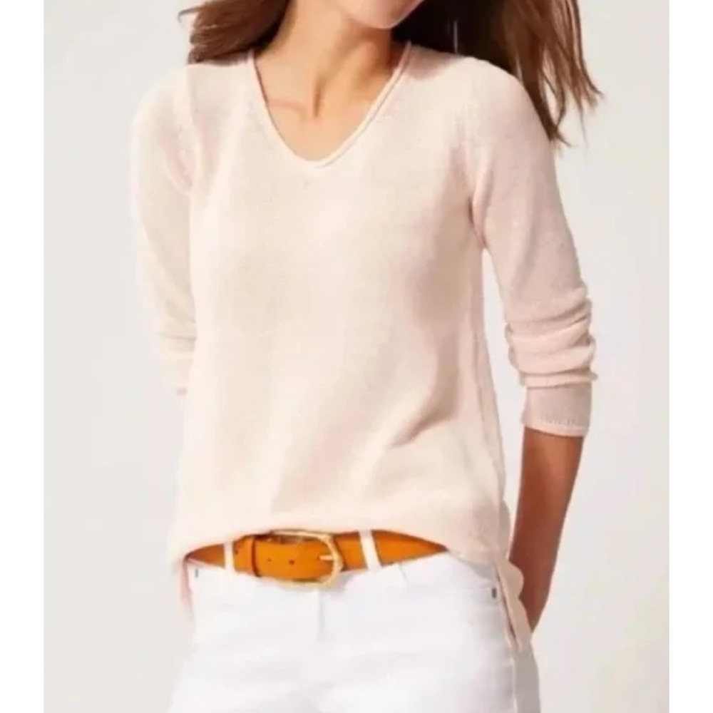 J. McLaughlin Callum Sweater V-Neck Split Hem Knit Top Cotton Blend Size S Tunic